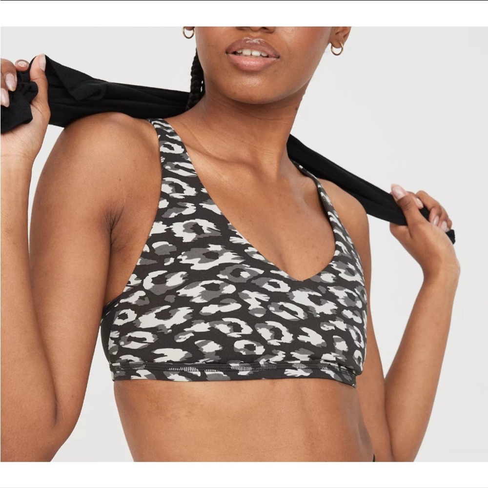 NWT Aerie Gray and Black Women's Sports Bra size L